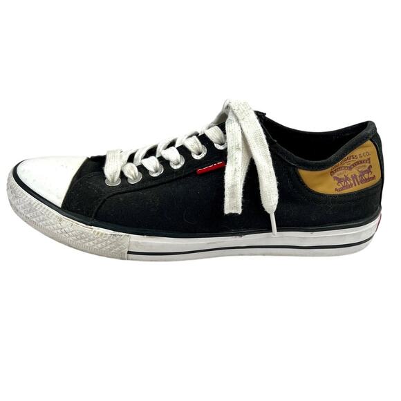 Levi’s Mens Size 9 Stan Buck Casual Sneaker Canvas Low Black White Toe - Picture 1 of 11